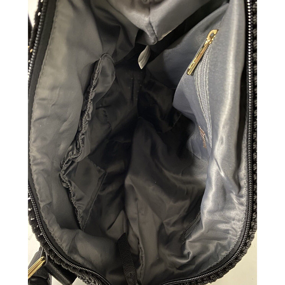 The Sak Crochet Knit Bag Black Bucket Zip Top Handbag Purse Satchel Hobo - Picture 5 of 5